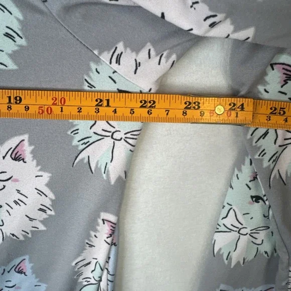 Munki Munki Pajama Set XL Gray Pastel Cat Face Bow Print Button Up Super Soft - Picture 4 of 11